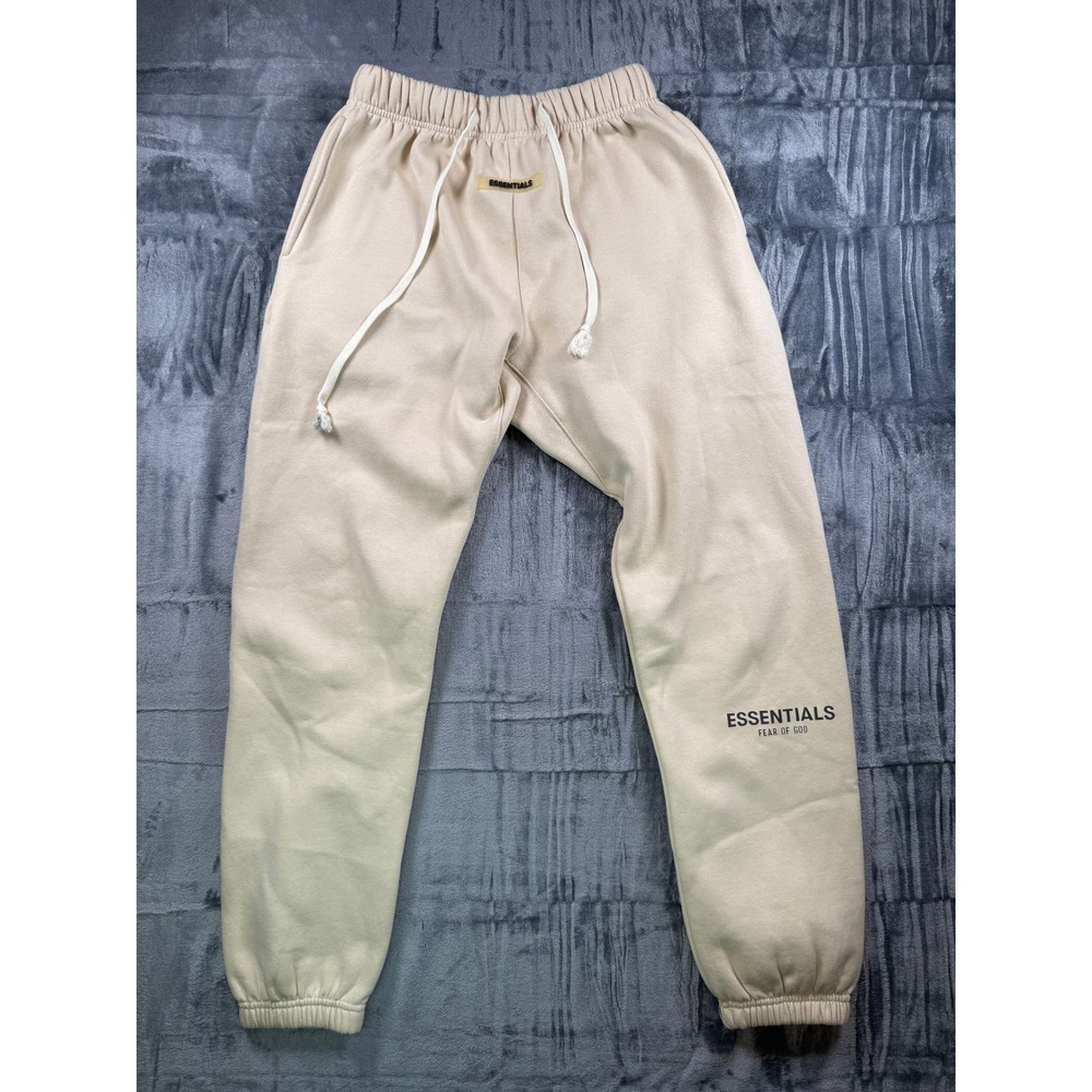 Fear of God Essentials Sweatpants Mens M Tan Beige Logo Joggers Streetwear Pants